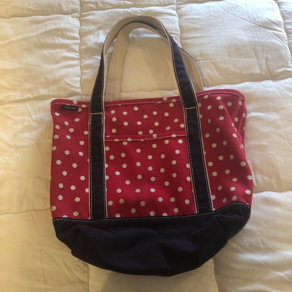 Lands’ End Polka Dot Boat Tote